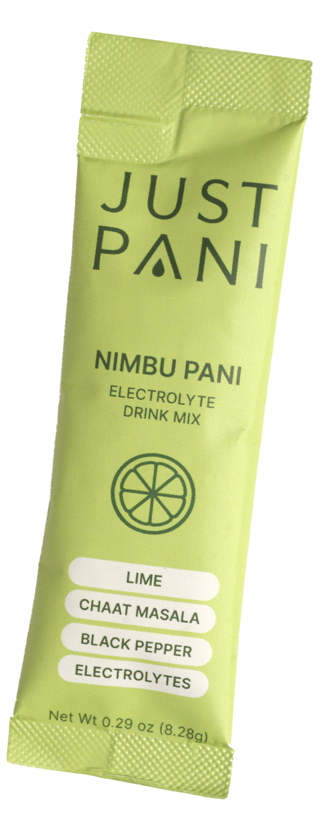 A JUSTPANI Nimbu Pani packet, 0.29 oz